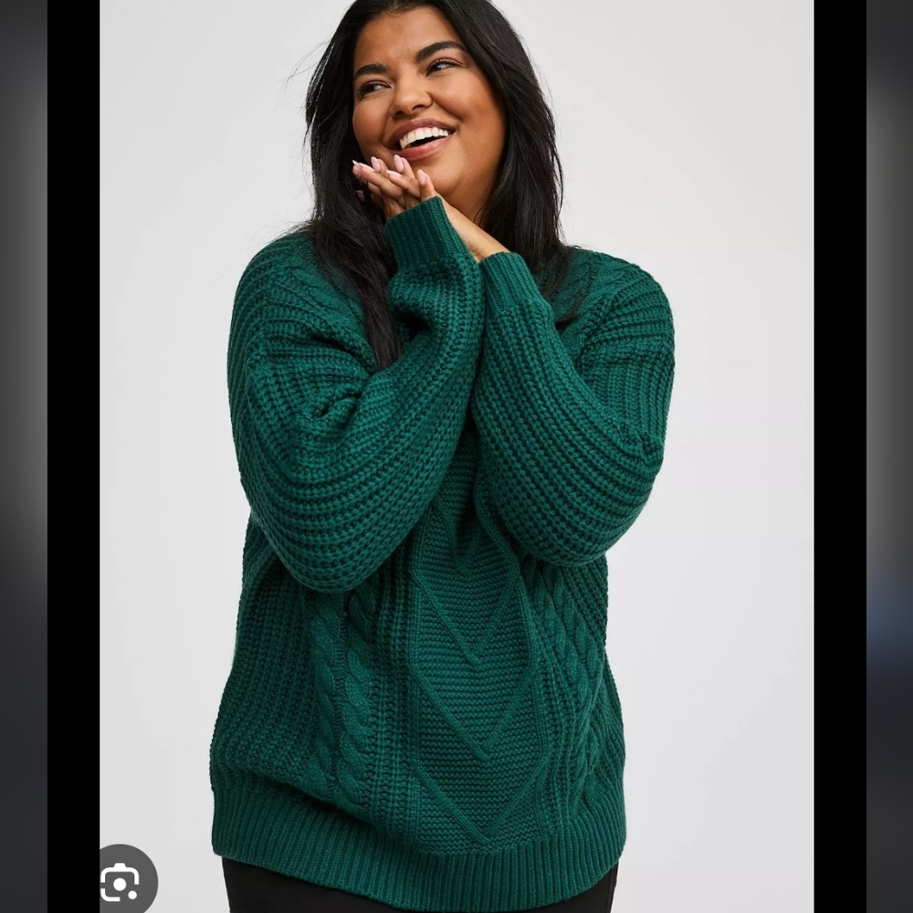 Torrid Green Cable Pullover Sweater